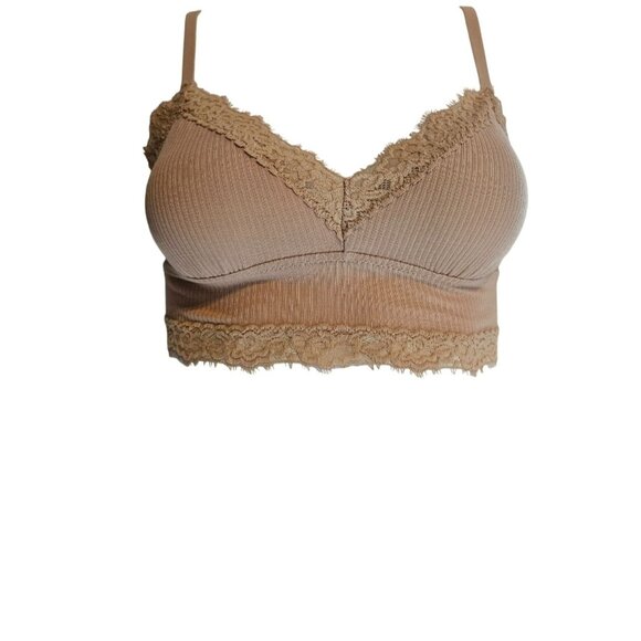 NWT Online By Aerie Ribbed Lace Trim Bralette Women Size XS Feminine Layering - Picture 2 of 7